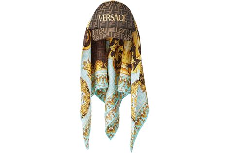 foulare fendi|FENDI X VERSACE Silk FF Baroque Fendace Foulard Cap 59.